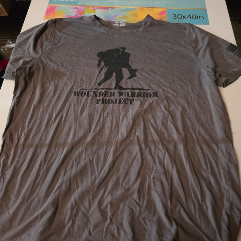 Under Armour Wounded Warrior Project HeatGear T-Shirt Mens 2XL Gray Loose Fit